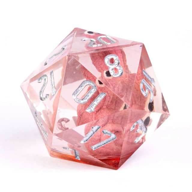 Red Beholder 22mm D20 DND Roll a D20 Dice Handmade Sharp Resin - 
