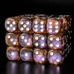 Grey & Orange 16mm Glitter Pipped Dice - 