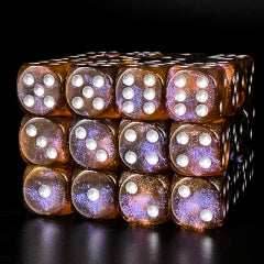 Grey & Orange 16mm Glitter Pipped Dice - 