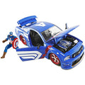 2006 Ford Mustang GT with Captain America Diecast Figurine "Avengers" "Marvel" Series 1/24 Diecast Model Car by Jada
