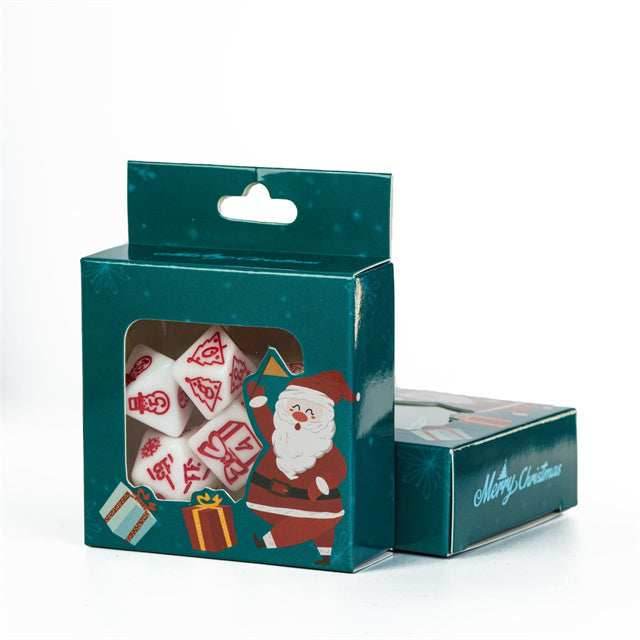 White Christmas Dice w/Red Presents Trees Snowman Holiday Festive - 