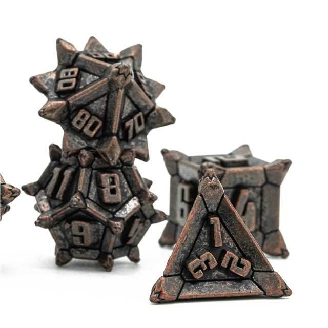 Ancient Copper Pinwheel Strengthened Metal 7-Dice Set | Metal DND Dice - 