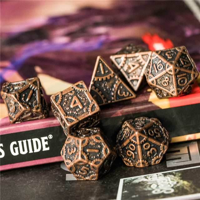Copper Barrel Plating Vintage Color Punk Steam Metal Dice 7-Dice Udixi RPG - 