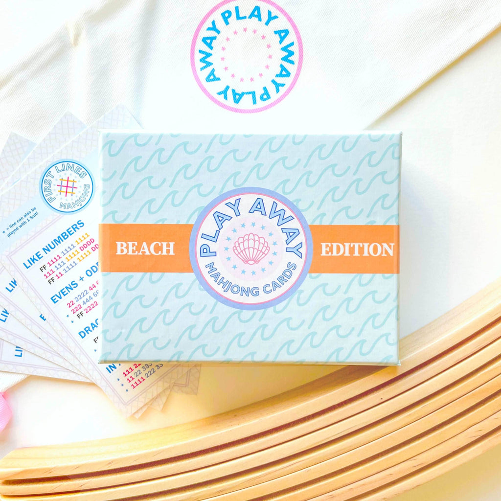 Play Away Mahjong Cards: Beach Edition - Deck + Racks + Rack Bag + First Lines