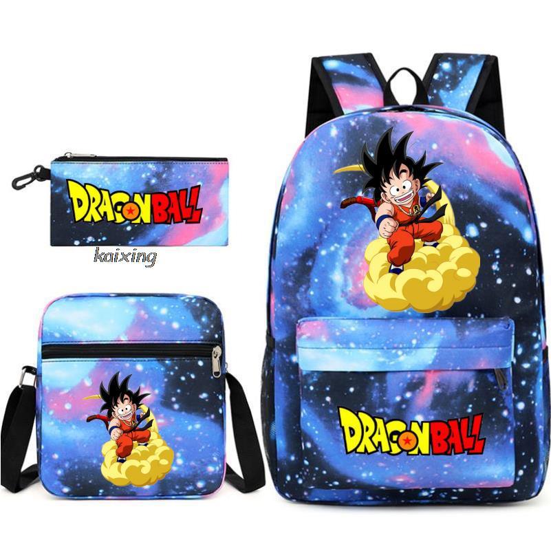 Dragon Ball Backpack Student Shoulder Bag Travel Bag 3-Piece Set