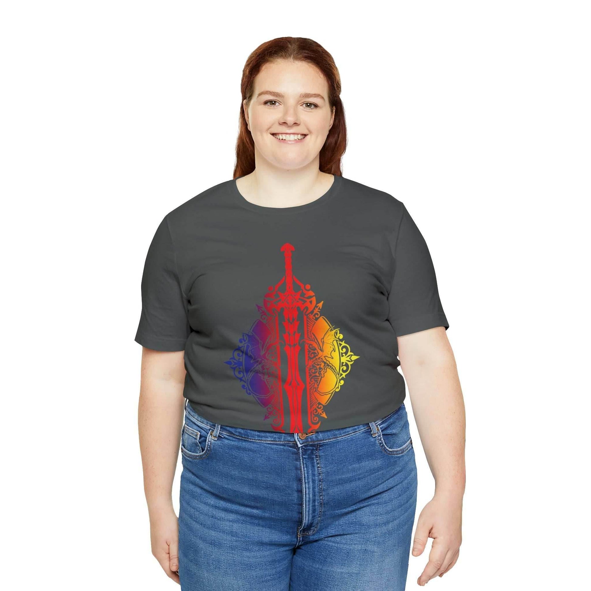 Sunset Ombre Dragon and Sword Shirt - Asphalt / S