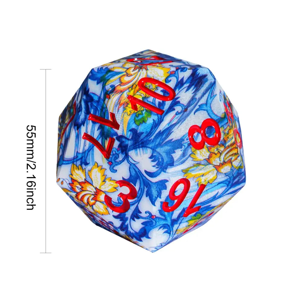 Cusdie 55MM D20 Dice Big Size 20 Sided Dice with Unique Pattern Single D20 Polyhedral Dice for RPG Board Games Collection Gift