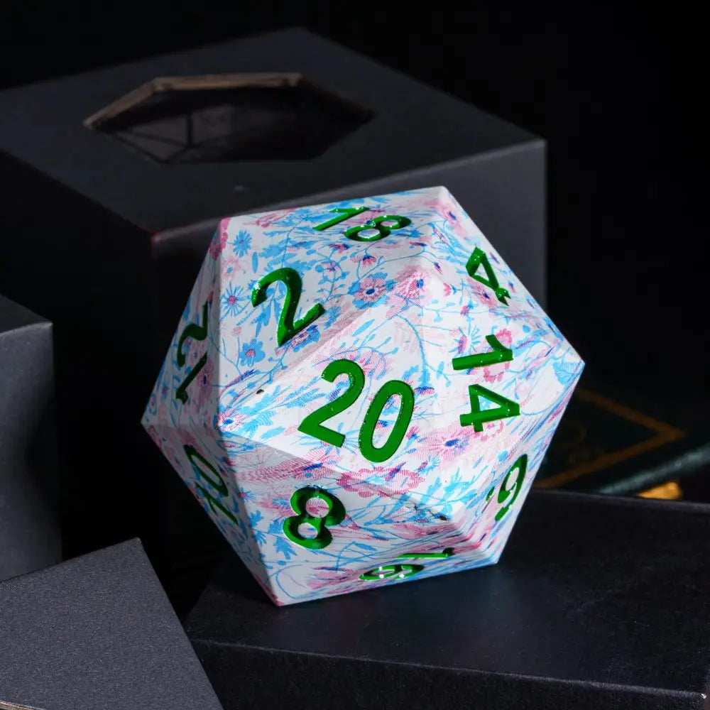 Cusdie 55MM D20 Dice Big Size 20 Sided Dice with Unique Pattern Single D20 Polyhedral Dice for RPG Board Games Collection Gift