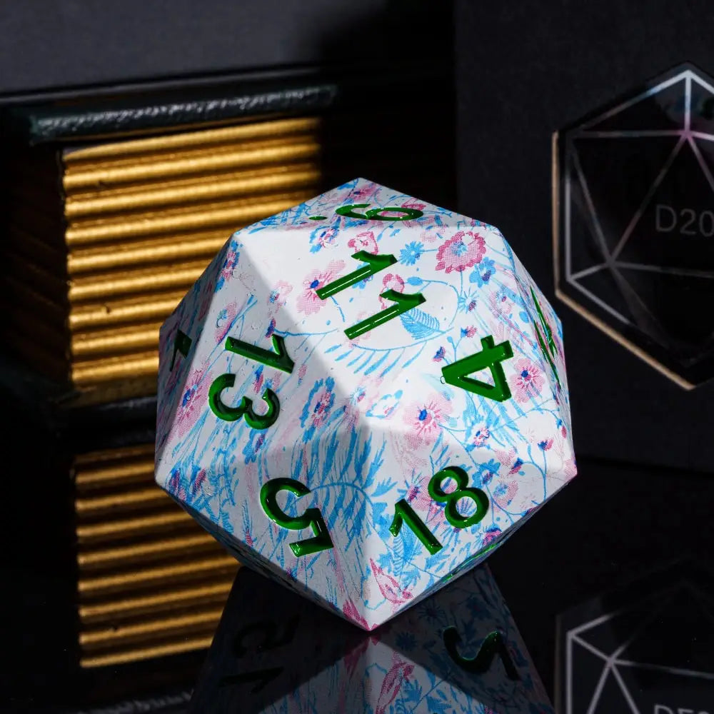 Cusdie 55MM D20 Dice Big Size 20 Sided Dice with Unique Pattern Single D20 Polyhedral Dice for RPG Board Games Collection Gift