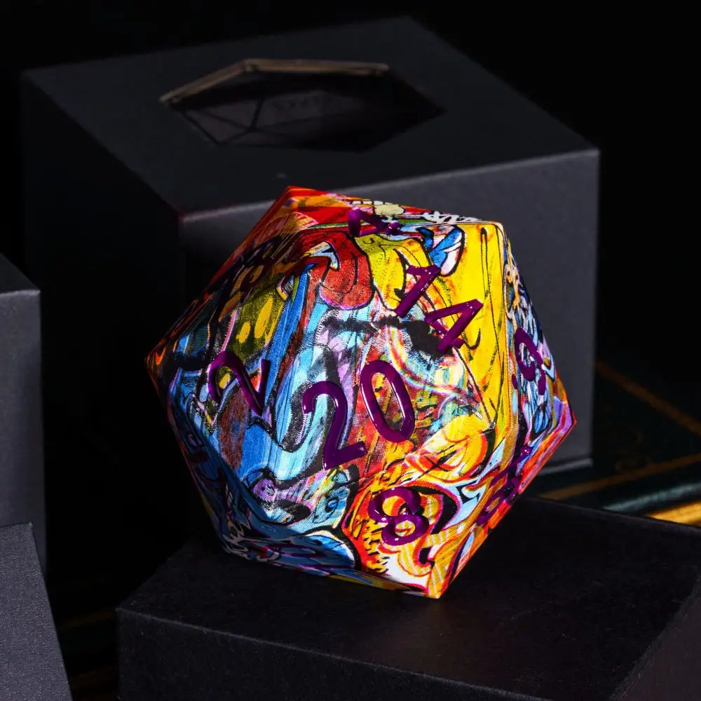 Cusdie 55MM D20 Dice Big Size 20 Sided Dice with Unique Pattern Single D20 Polyhedral Dice for RPG Board Games Collection Gift