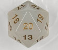 55mm Transparent D20 (Pearl w/ Gold) Spin-Down Die - Role-Players