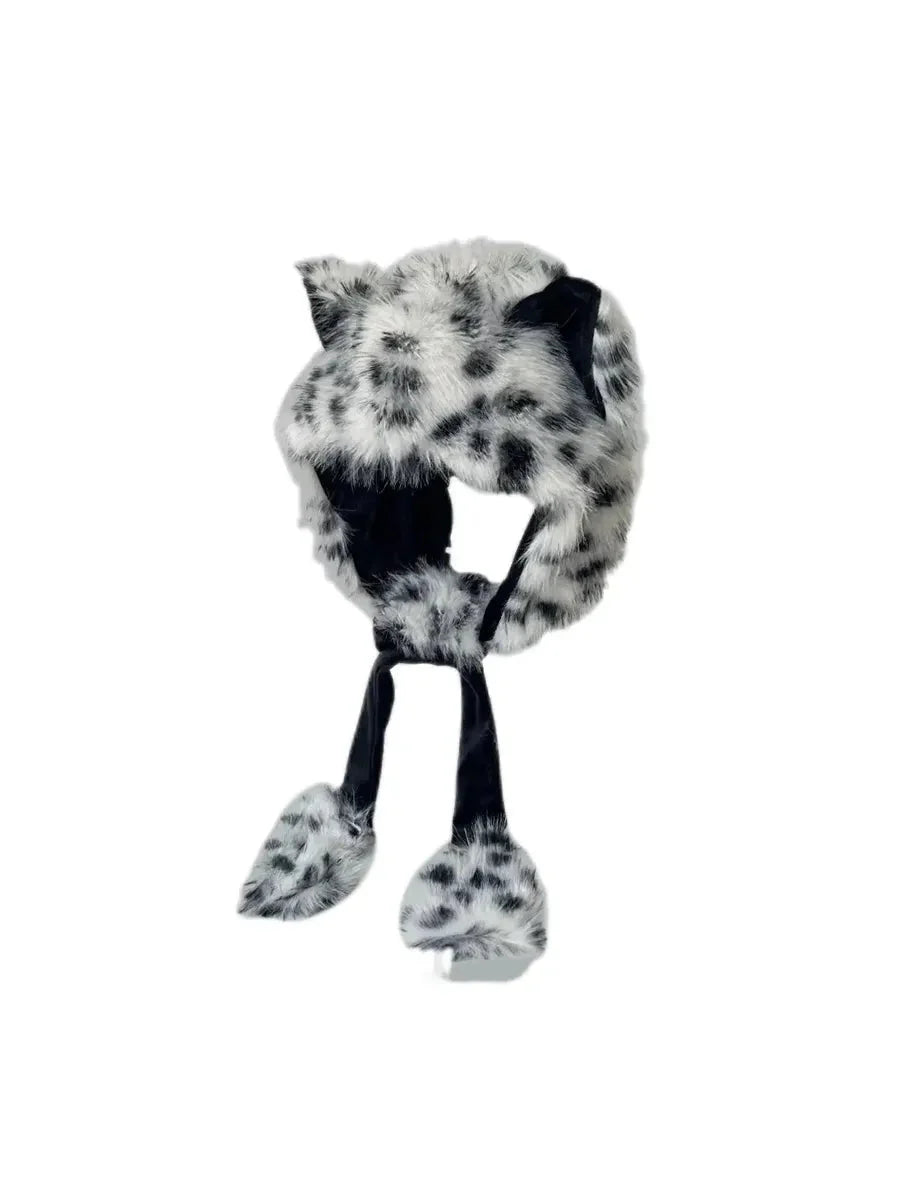 'Snow Leopard' Cheetah Pattern Furry Hat