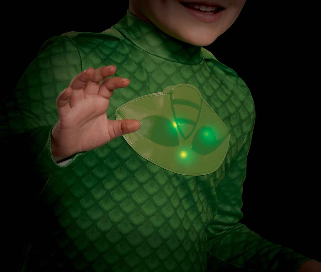 Gekko Deluxe Megasuit PJ Masks With Lights Toddler Costume 3T-4T
