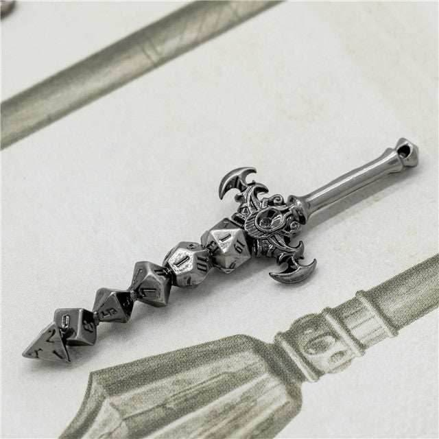 Dice Sword Silver 46mm x 9mm Trinket Novelty - 