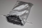 Large White Velvet Gift Bag Game Dice Bag w/ Grey Velvet Lining Counter Pouch - 