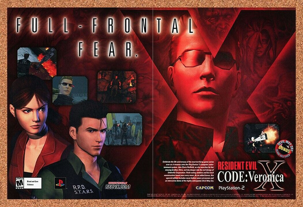 2001 Resident Evil Code Veronica PS2 Original Ad v1