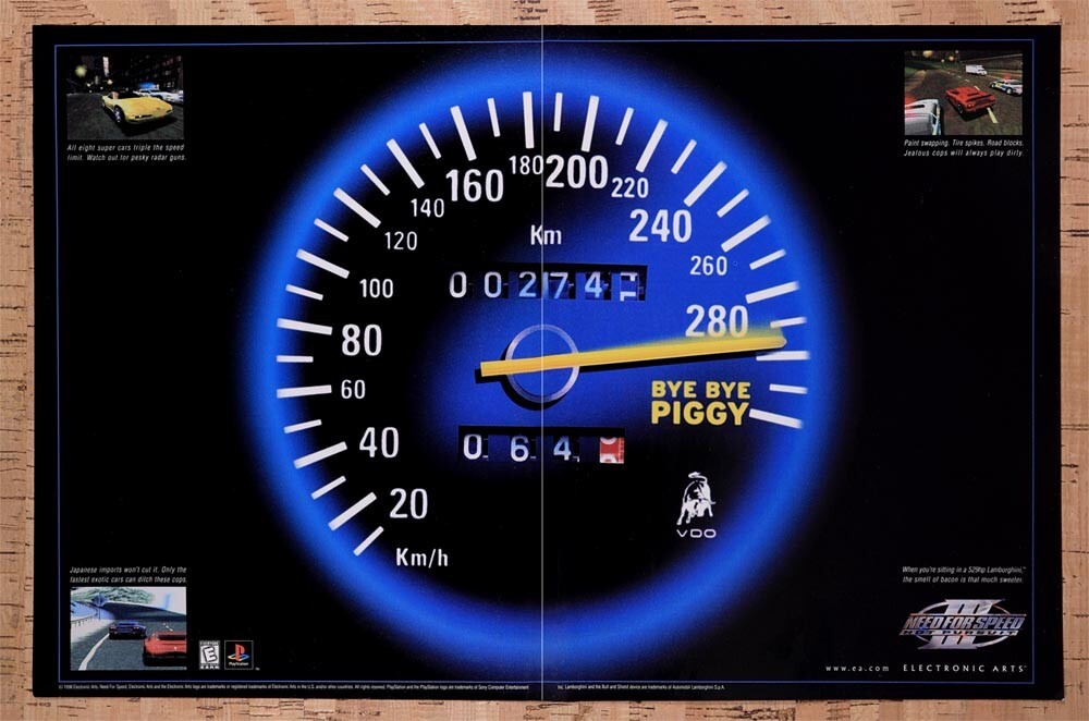 1998 Need For Speed 3 Hot Pursuit PS1 Original Ad v1