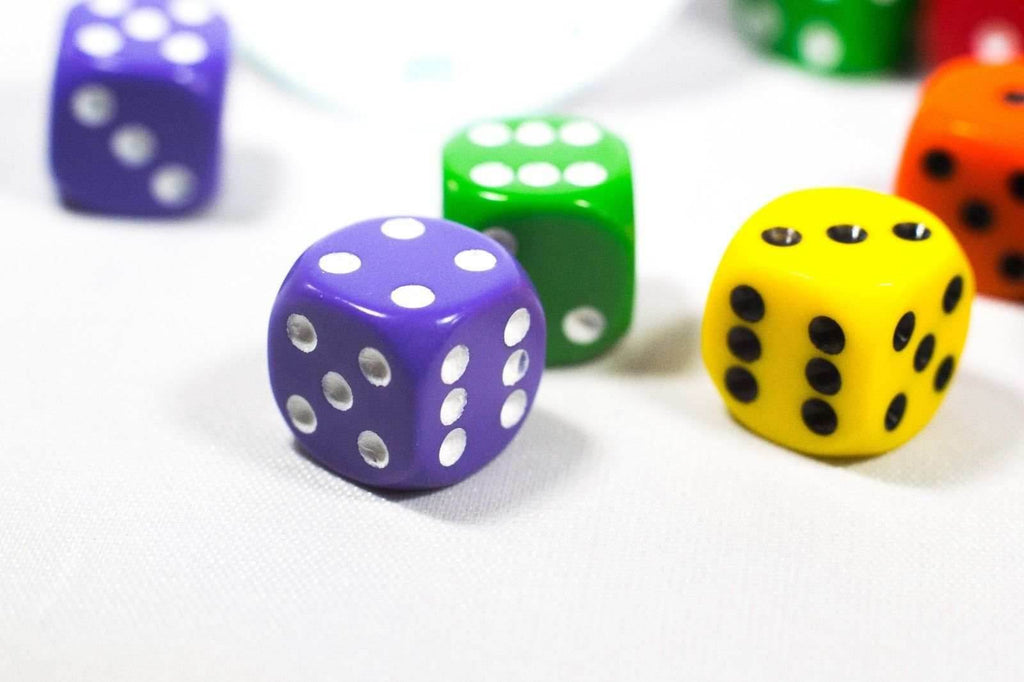 New Dice 12mm 6-sided Red Orange Yellow Green Blue Purple Small Rainbow 12 Dice - 