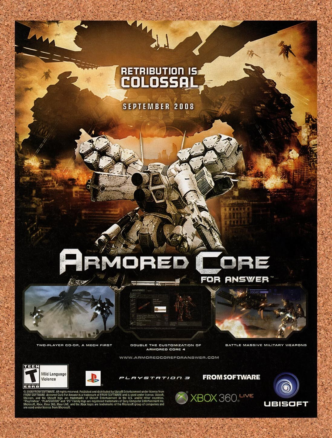 2008 Armored Core For Answer Xbox 360 Original Ad v1
