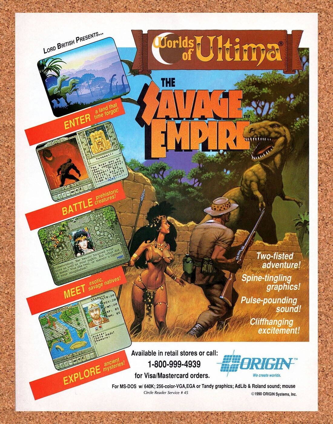1991 Worlds Of Ultima Savage Empire MS-DOs Original Ad