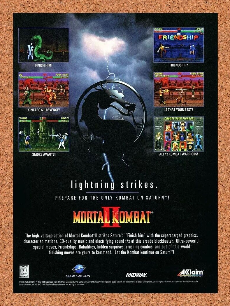 1997 Mortal Kombat II Saturn Original Ad