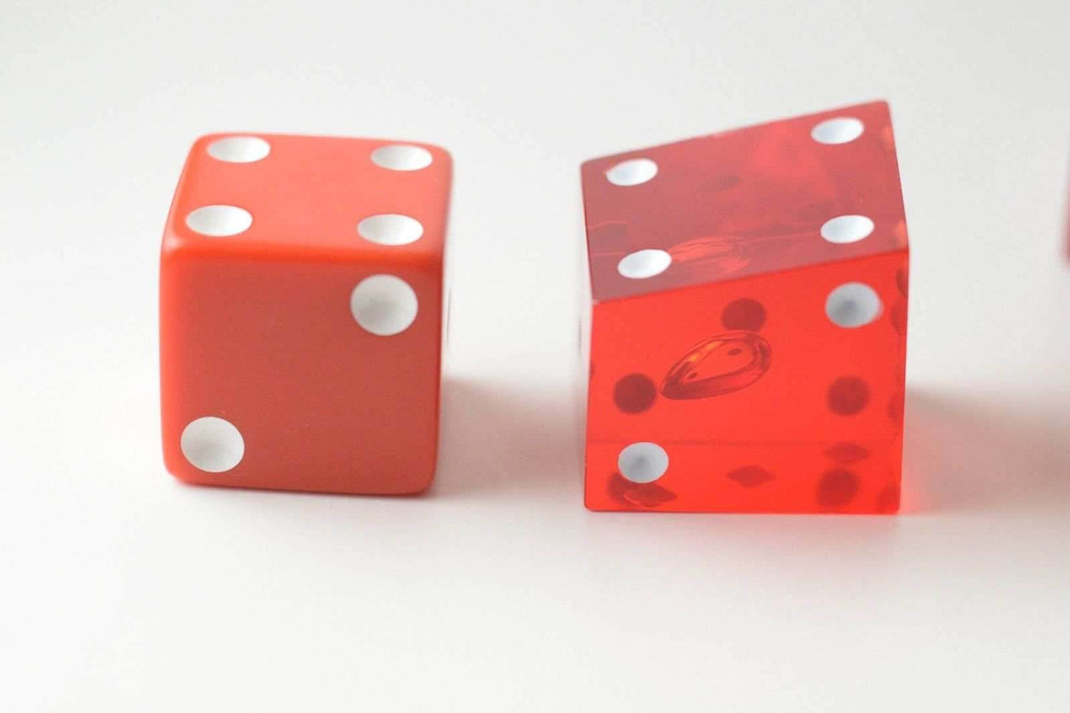 New Set of 2 Large Crooked Red Dice Whacky Crazy Trippy Gag Novelty Funny Gift - 
