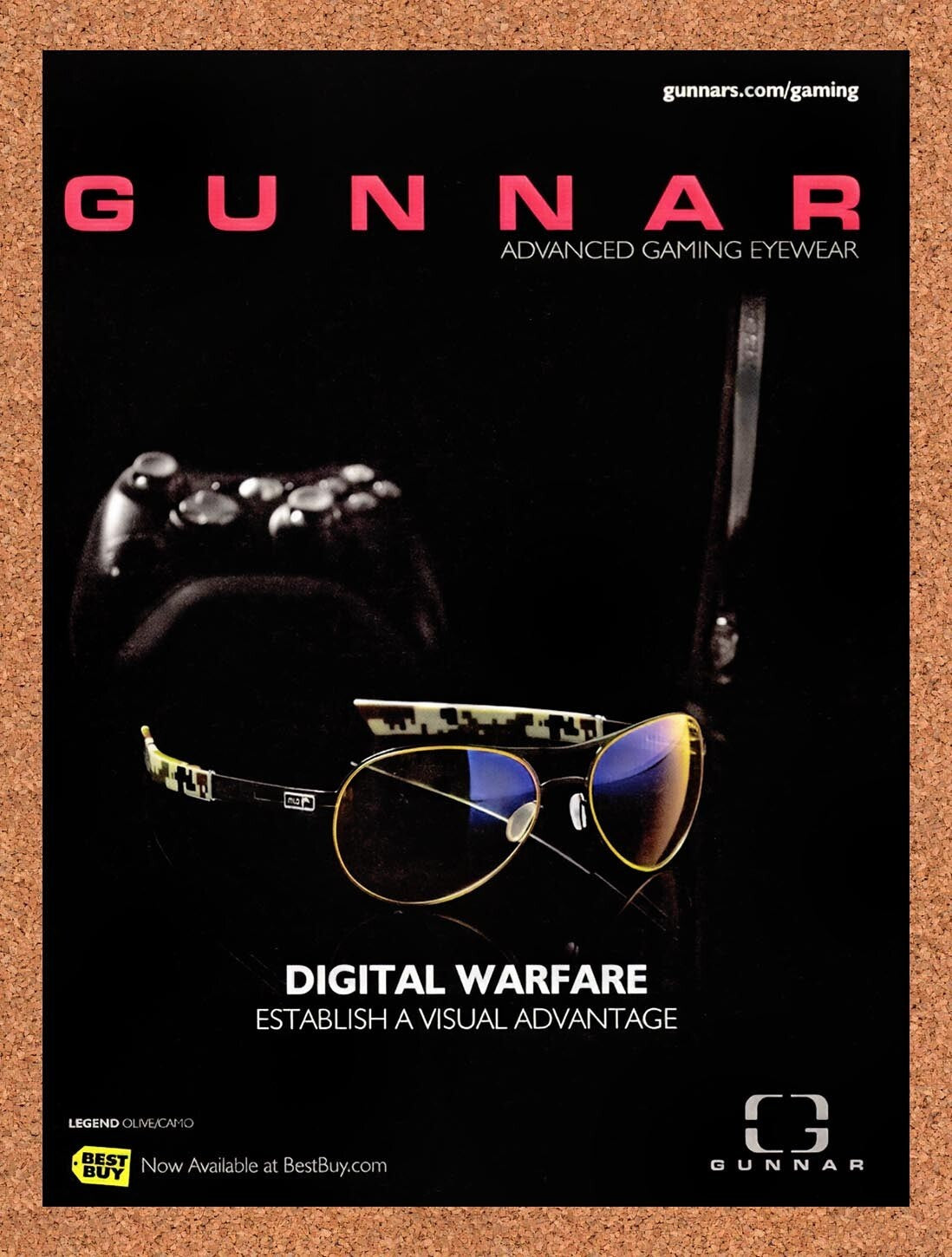 2010 Gunnar Legend Camo Advanced Gaming Eyewear Original Ad v1