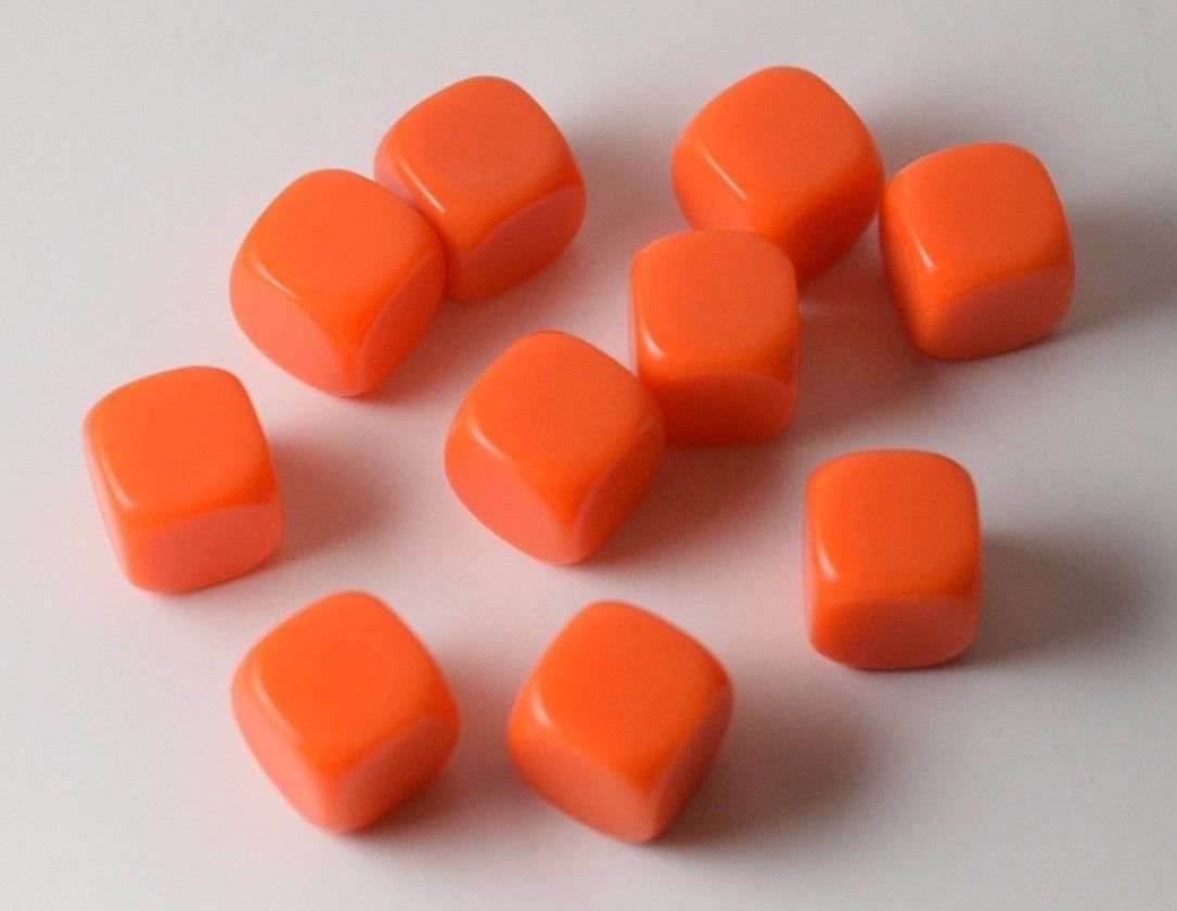 (Sold by Piece) Blank Orange Dice / Counting Cubes 16mm D6 Square RPG Gaming Dice DIY - 