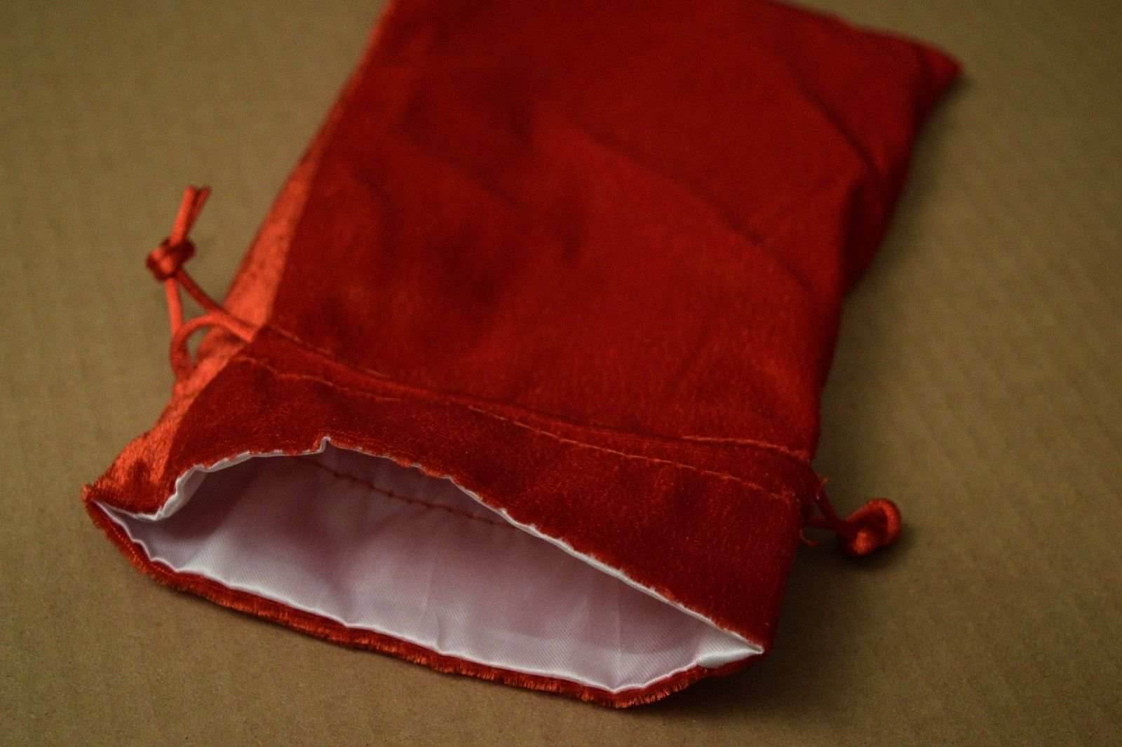 NEW Large Red Velvet RPG Game Dice Bag w/ White Satin Lining Counter Pouch Gift - 