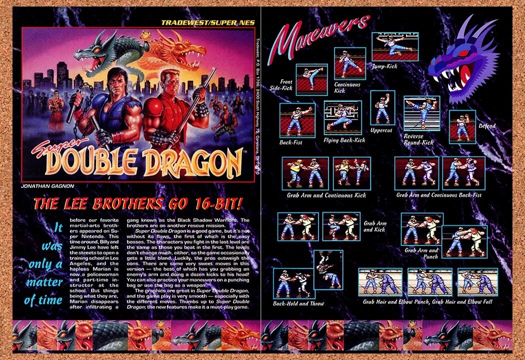 1992 Super Double Dragon SNES Original Ad v1