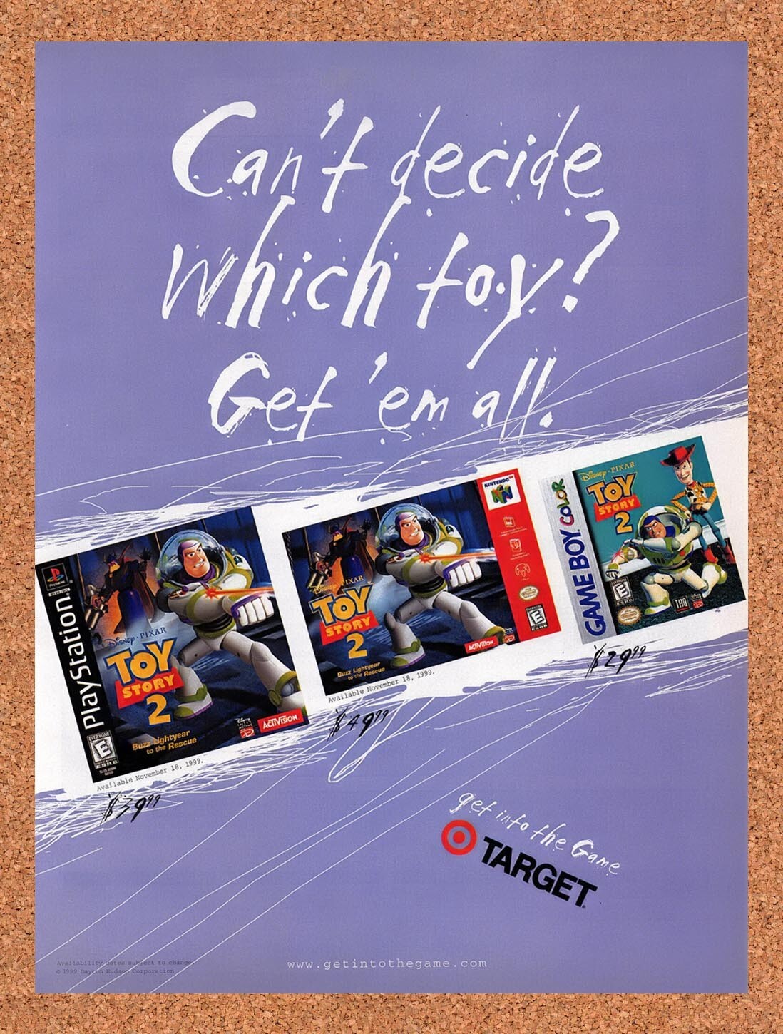 1999 Toy Story 2 Games At Target Original Ad v1