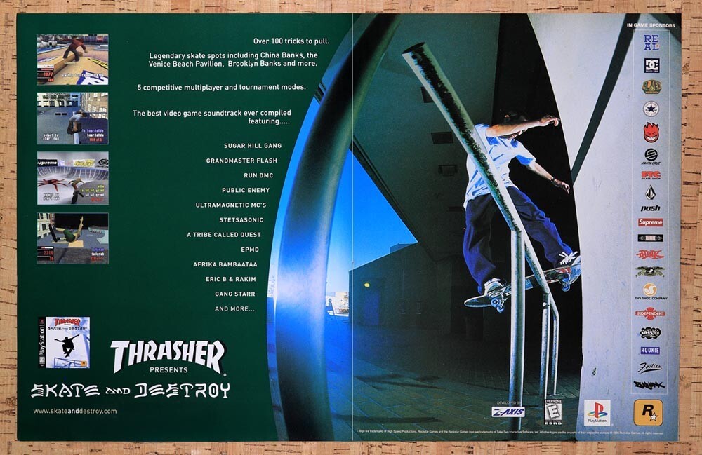 2000 Thrasher Skate And Destroy PS1 Original Ad v2