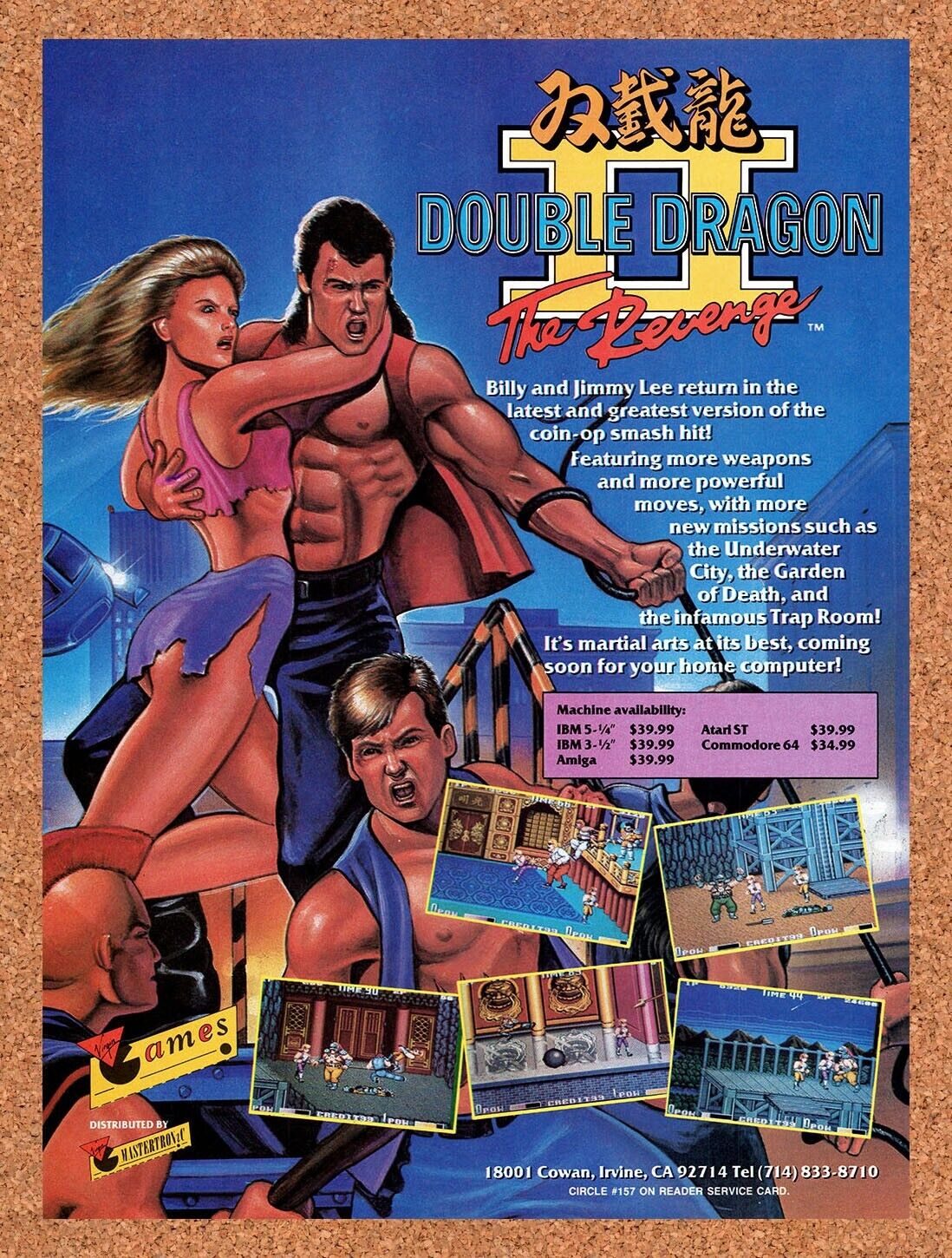 1989 Double Dragon II The Revenge Amiga Original Ad