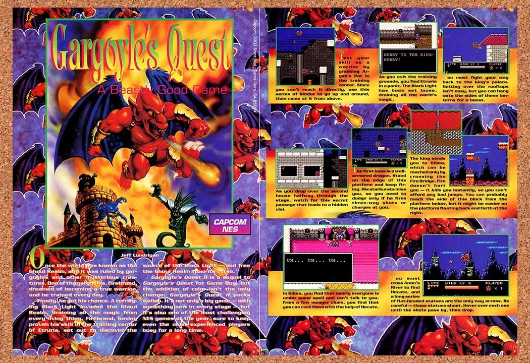 1992 Gargoyle's Quest NES Original Ad v3