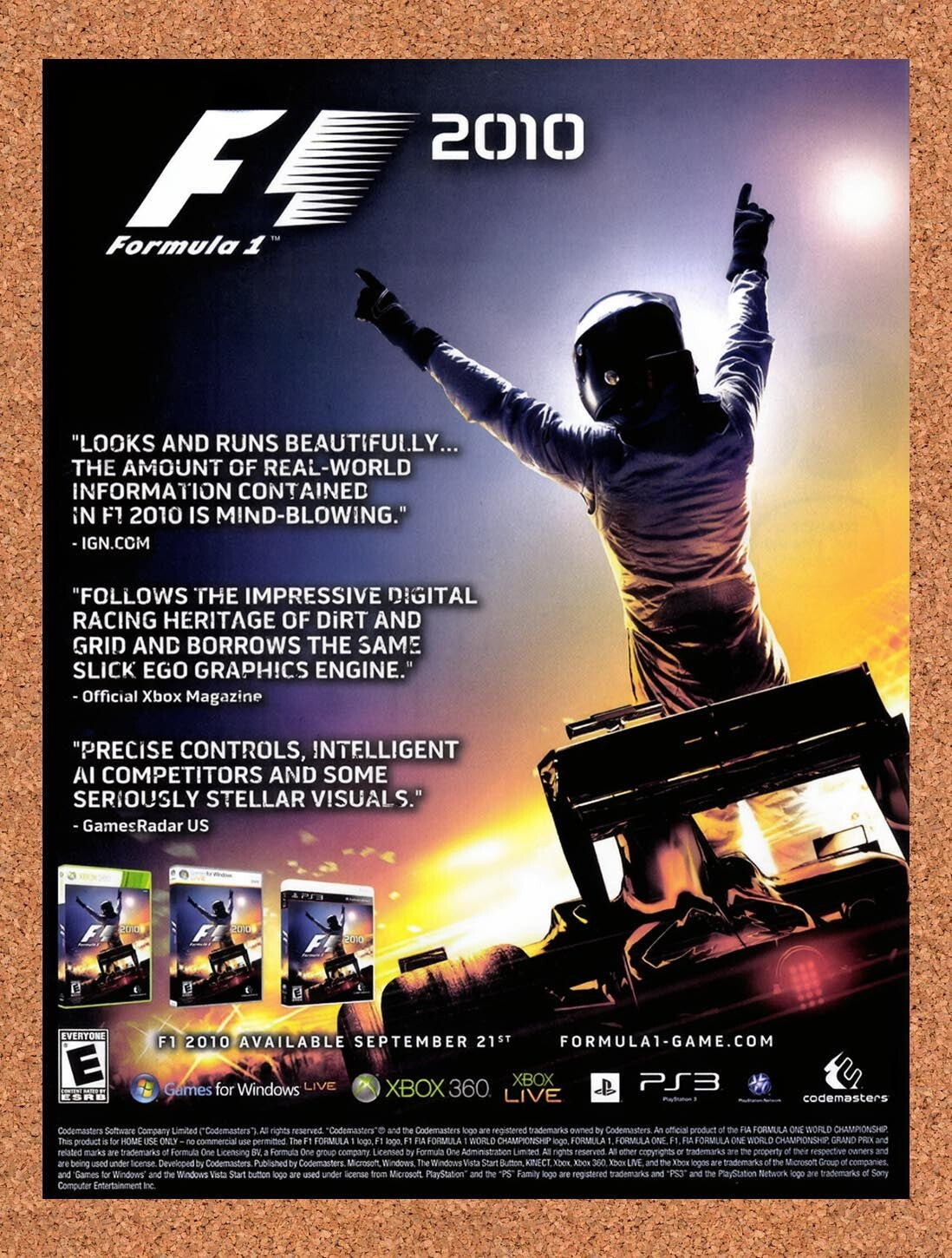 2011 F1 2011 Xbox 360 Original Ad v1