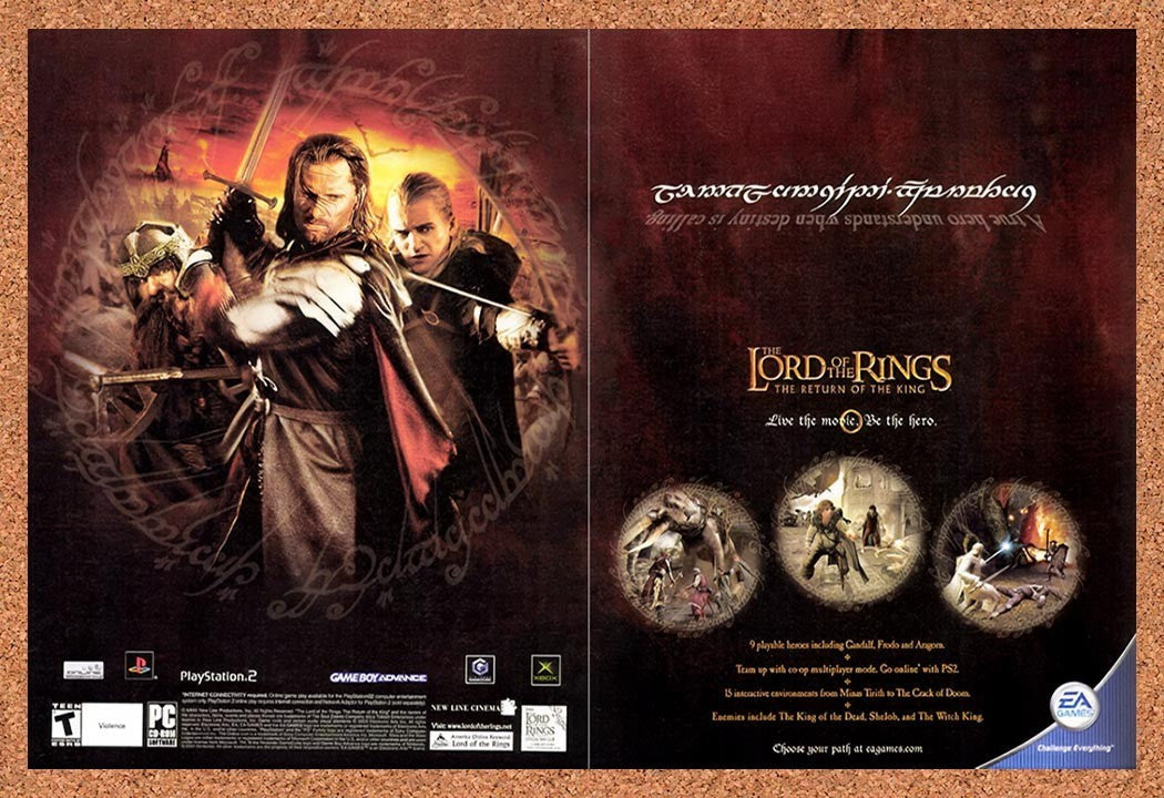 2003 Lord Of The Rrings Return Of The King PS2 Original Ad v2