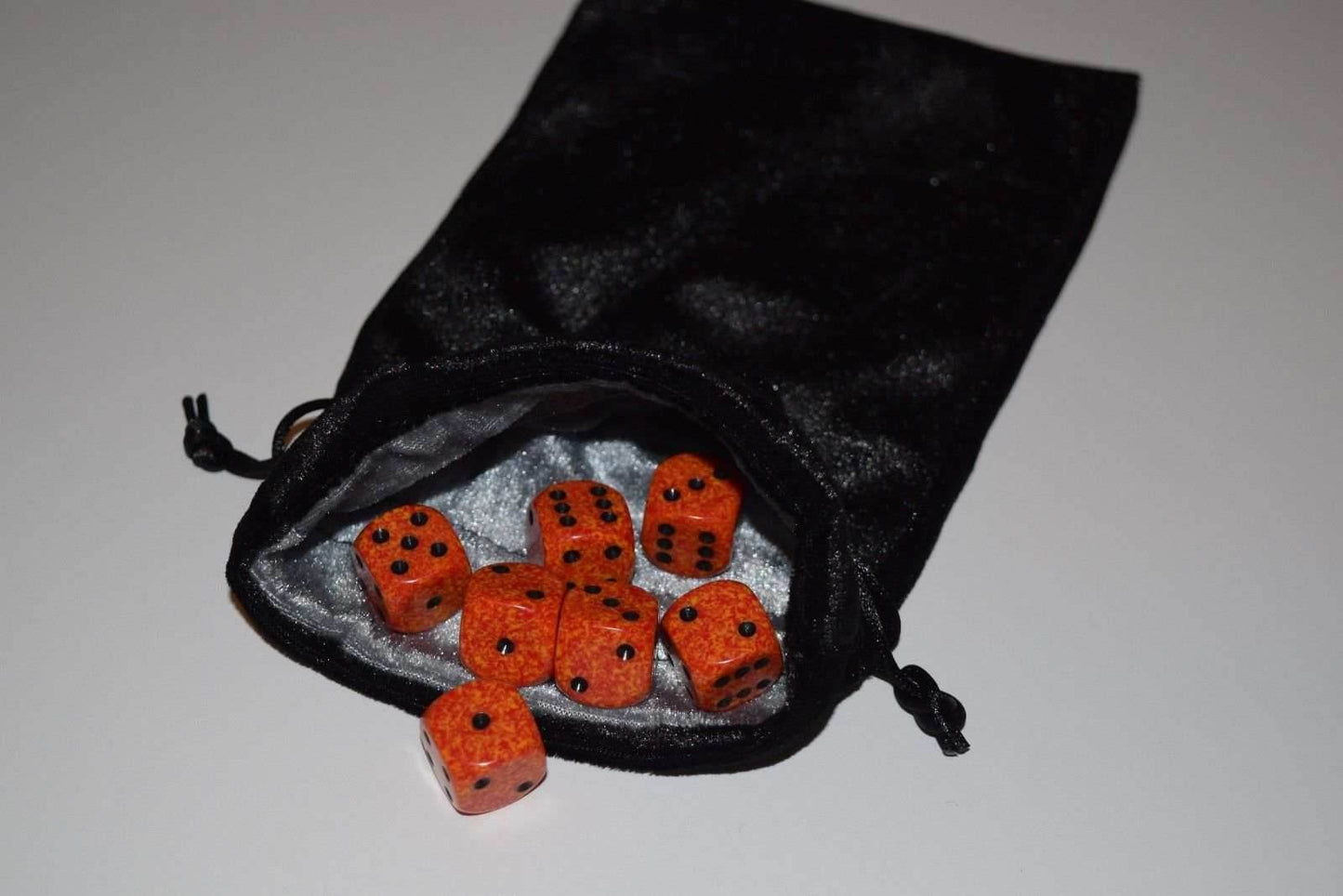 Large Black Velvet Gift Bag Game Dice Bag w/ Grey Velvet Lining Counter Pouch - 1
