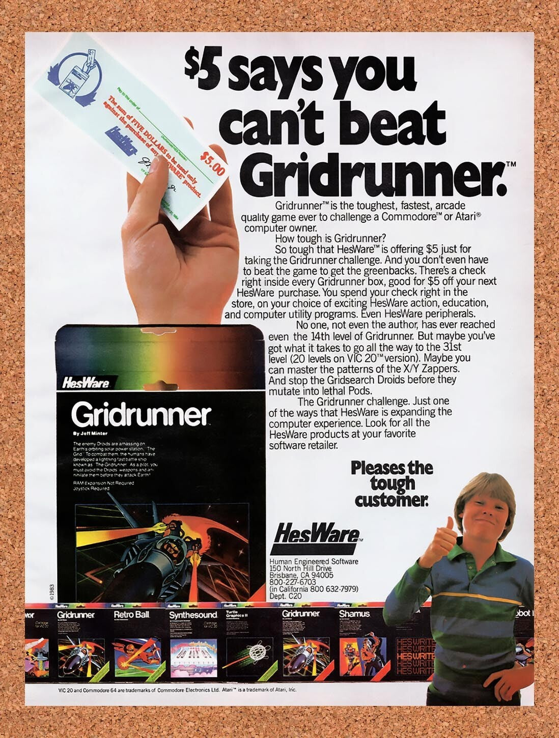 1983 Gridrunner Vic-20 Original Ad v1