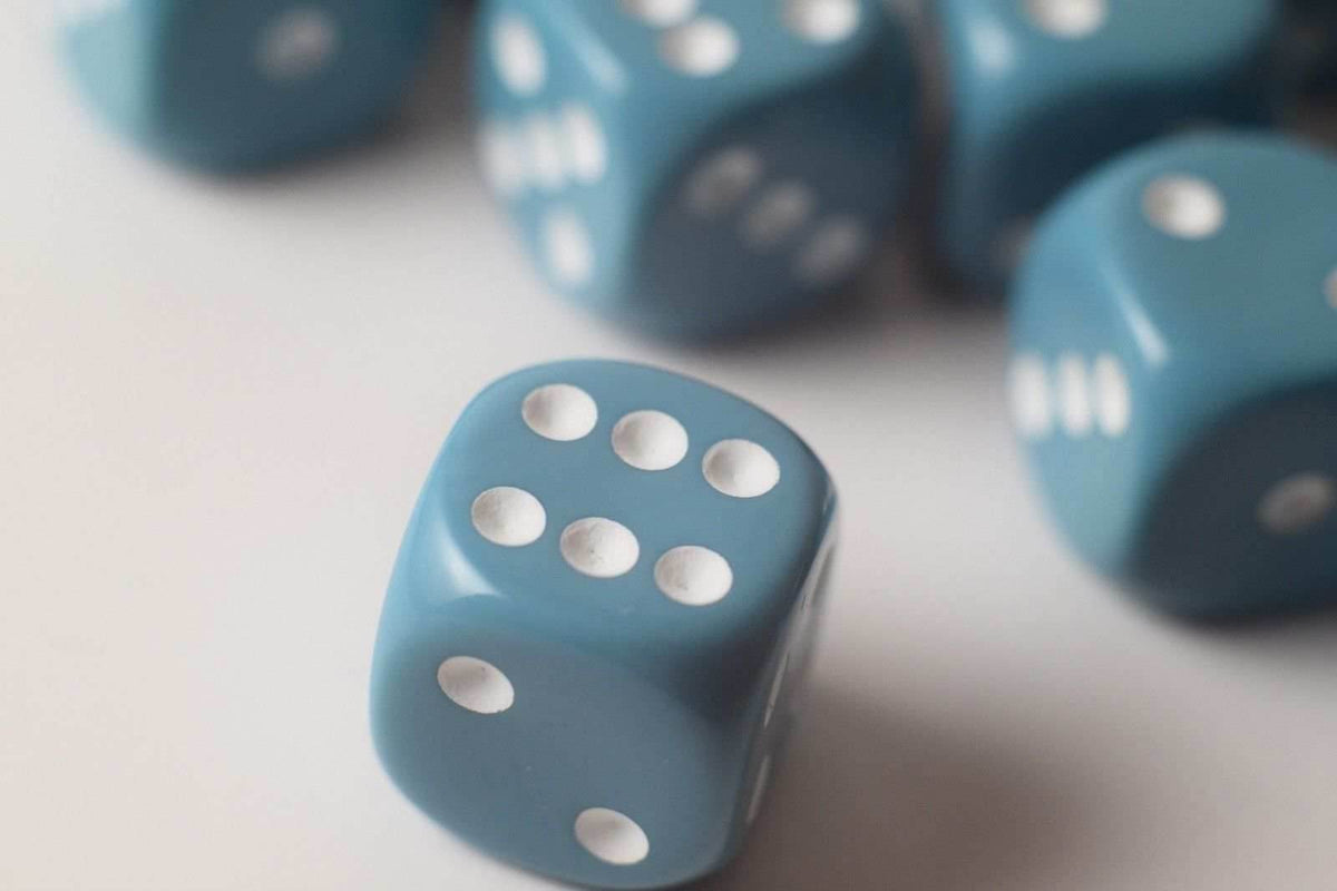 Rare Unreleased 16mm Cyan Blue Dice Set (10) Chessex with White Pips Limited - 