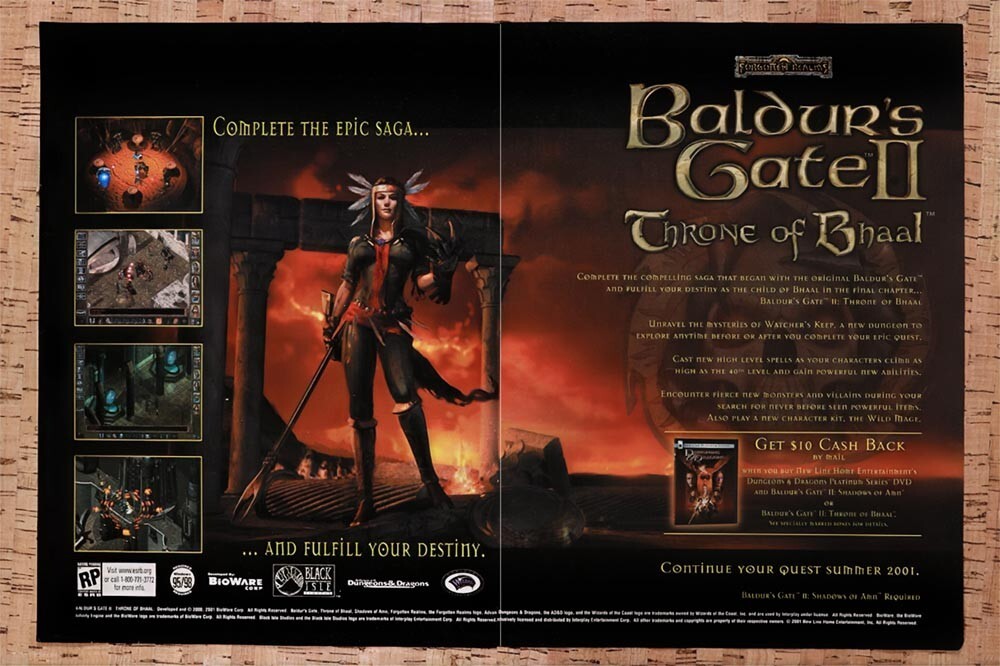 2001 Baldur's Gate 2 Throne Of Bhaal PC Original Ad v2