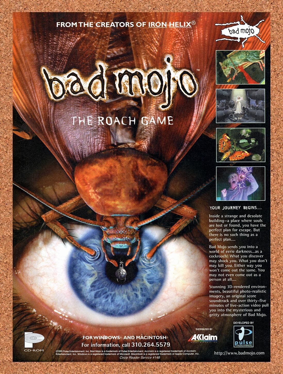 1996 Bad Mojo The Roach Game PC Original Ad v1