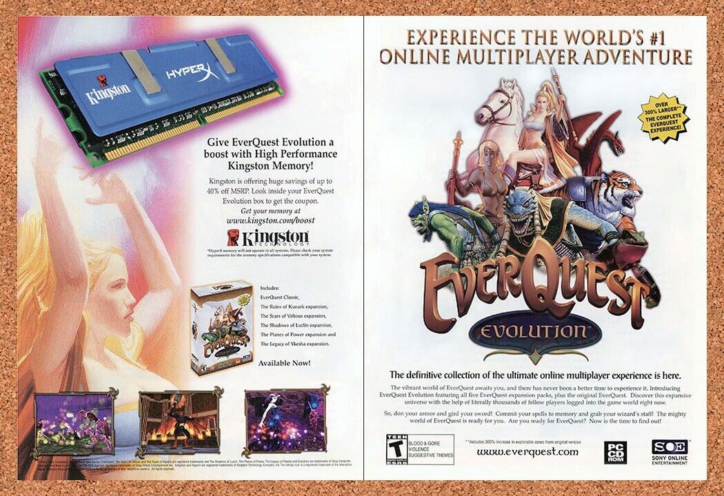 2003 EverQuest Evolution PC Original Kingston Memory Ad