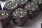 Earth Speckled 16mm D6 Pipped | Sold per Die (Green + Brown Dice) - 