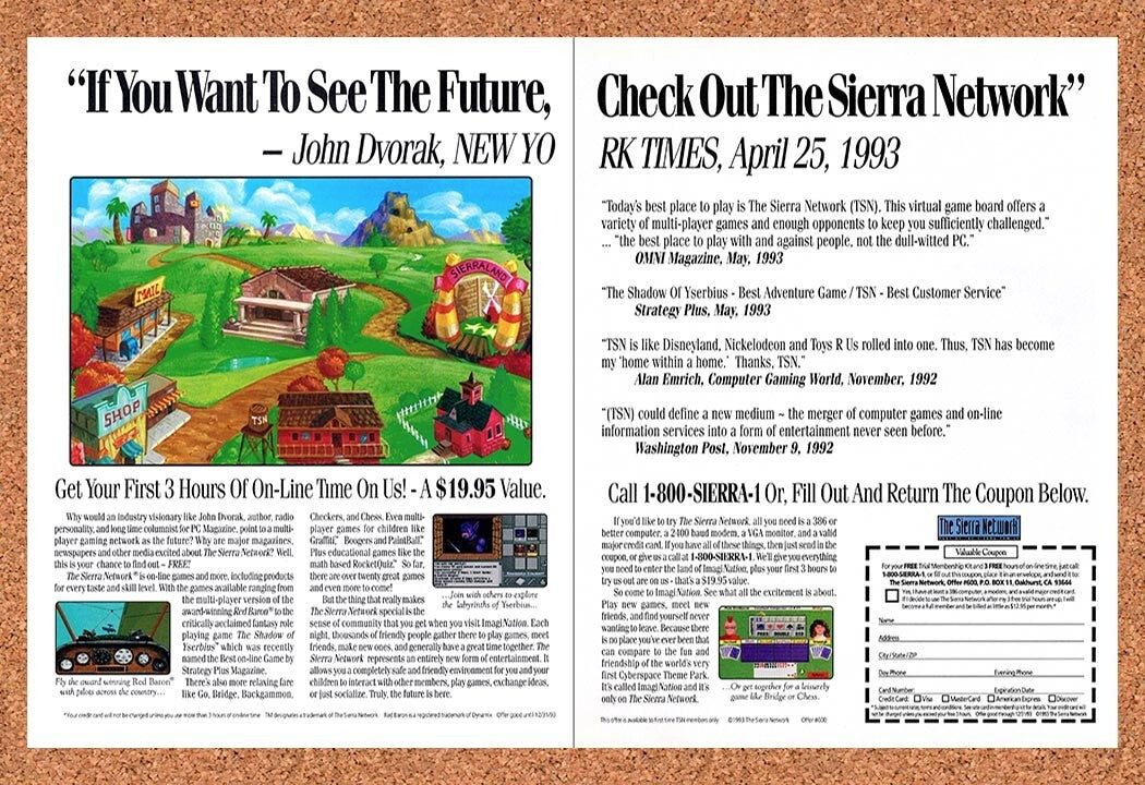 1993 Sierra Network Online Gaming Network Original Ad v1