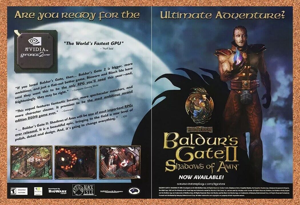 2002 Baldur's Gate II Shadows Amn Original Nvidia Ad v5