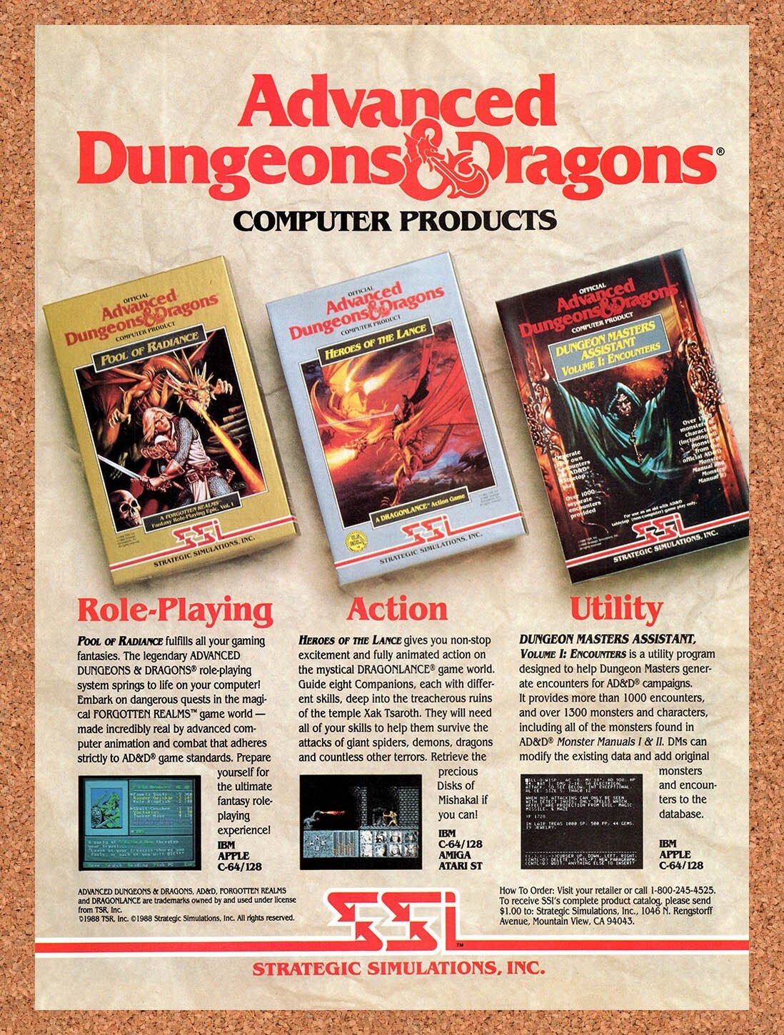 1989 Advanced Dungeons & Dragons IBM Games Original Ad v5