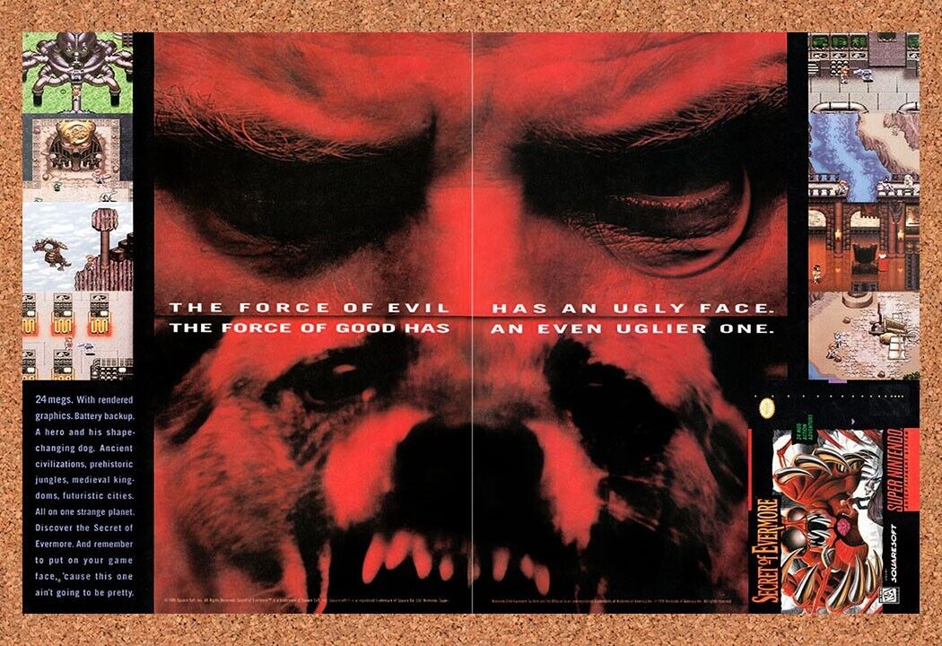 1995 Secret Of Evermore SNES Original Ad v3