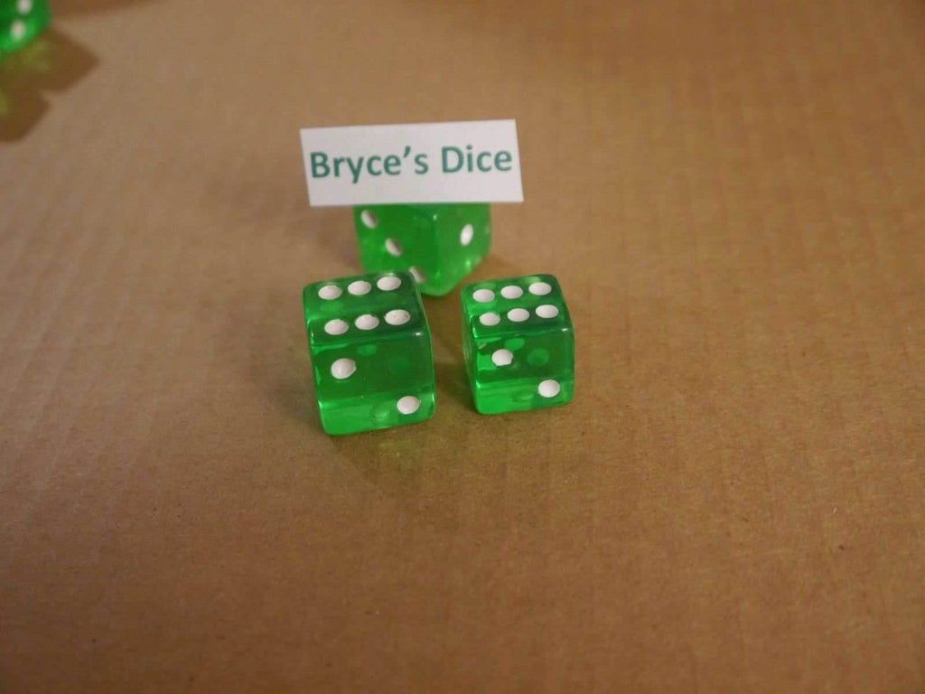 NEW Set of 5 Green Transparent Large Casino Size 19mm Dice Green Great Quality - 