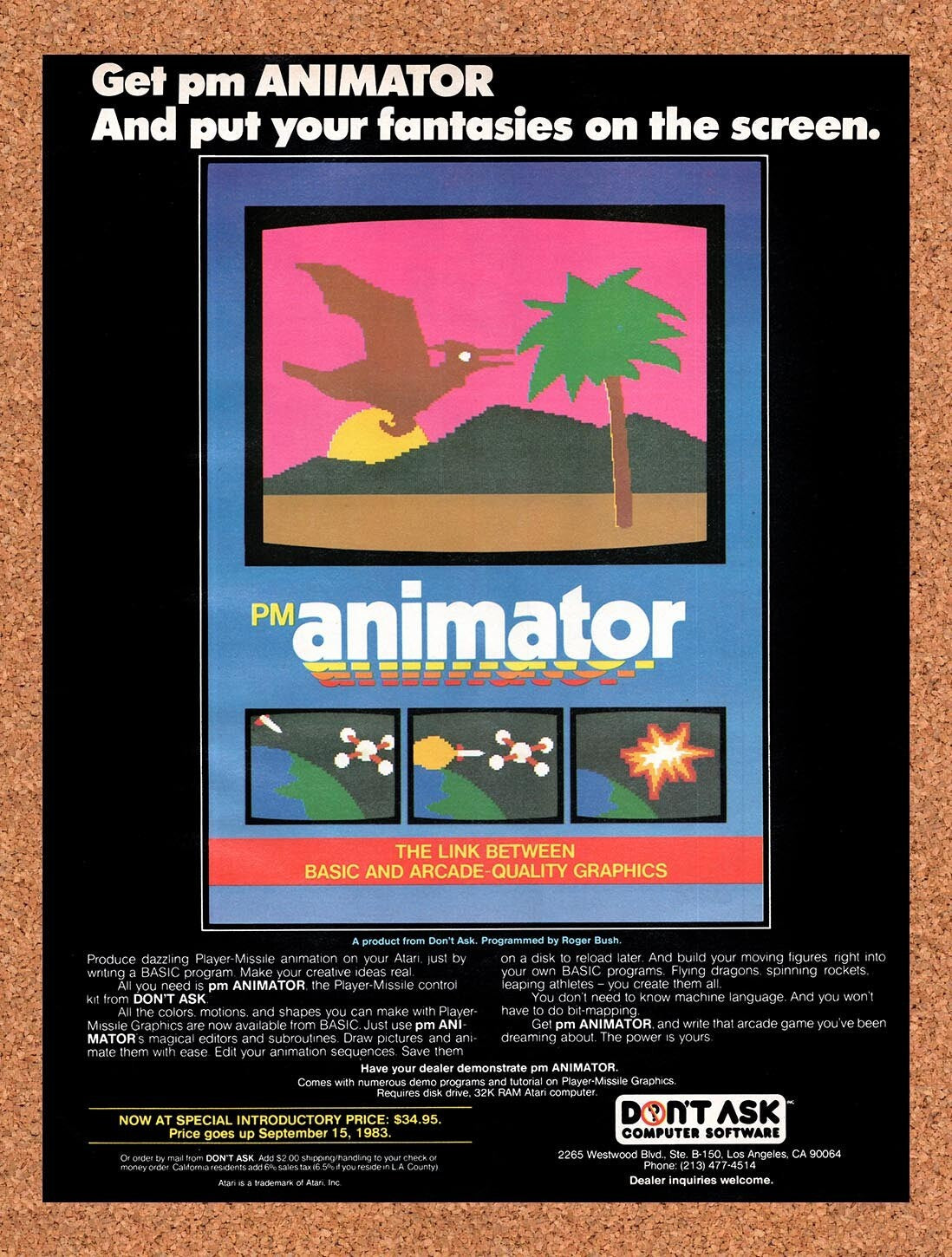 1983 PM Animator Atari 600XL Original Ad v1
