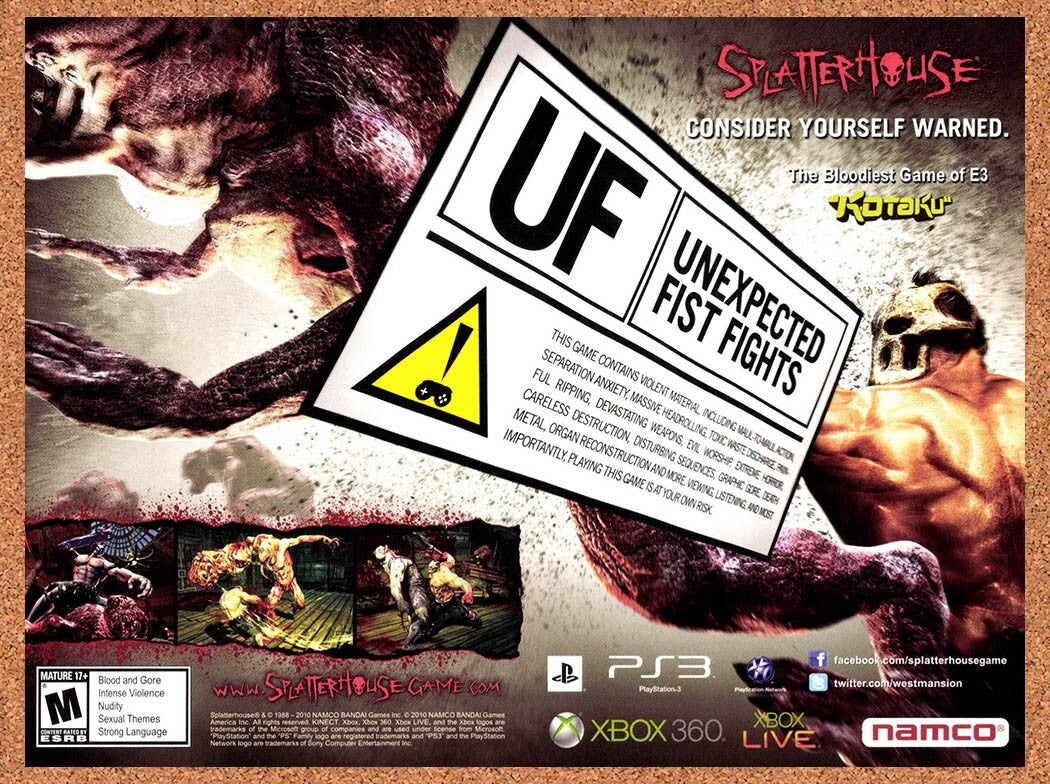 2010 Splatterhouse Xbox 360 Original Ad v1